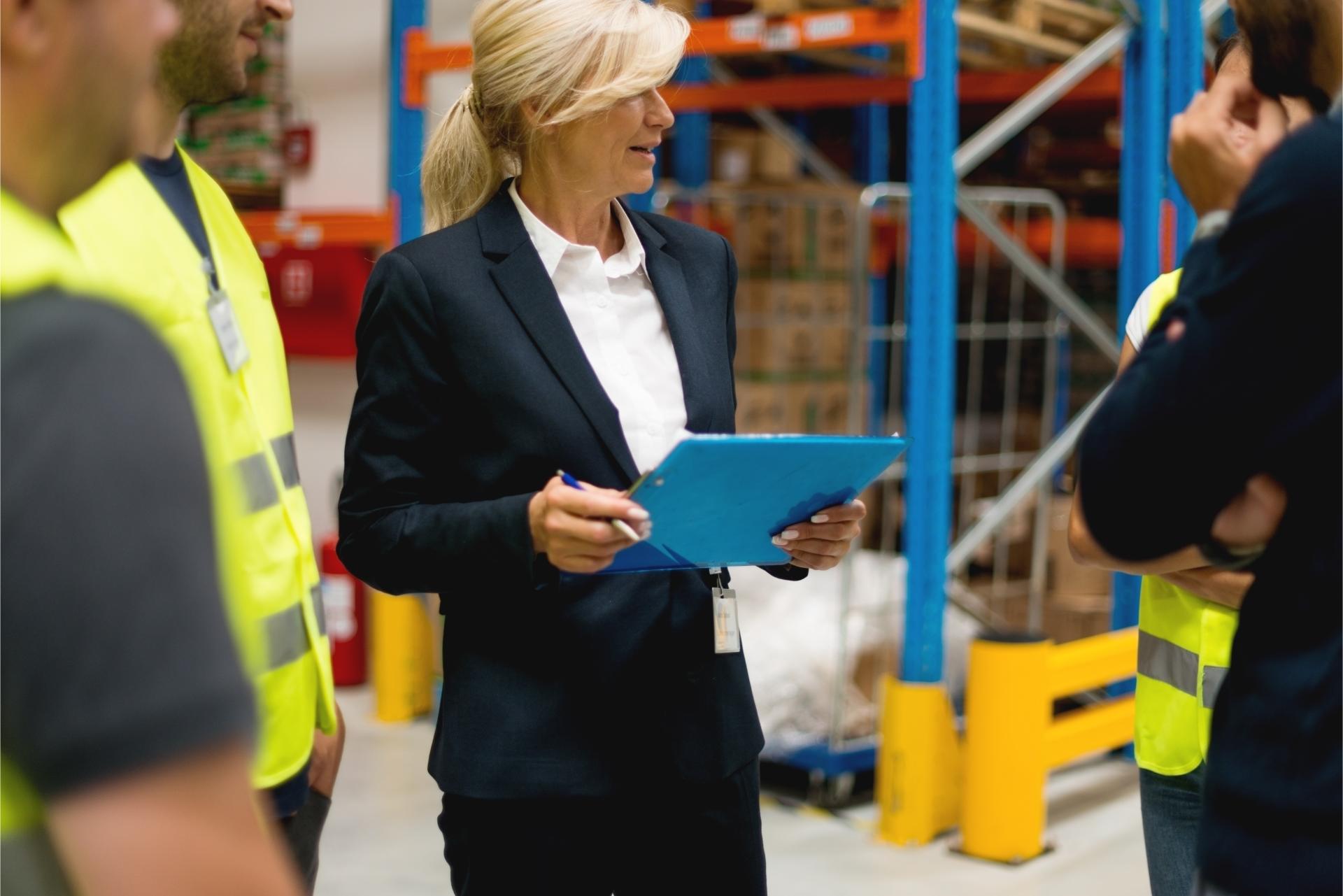 Warehouse staff meeting