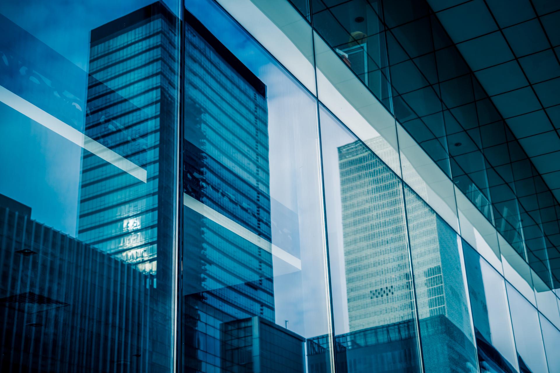 Reflection of architecture on modern office building